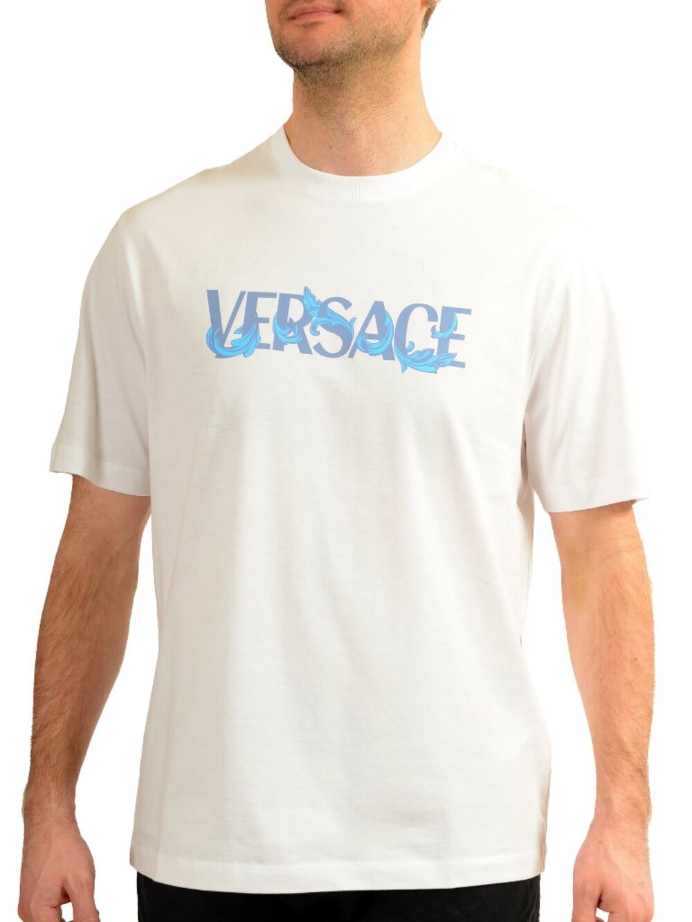Versace Men's Logo Print White Crewneck Short Sleeve T-Shirt US 4XL IT 60